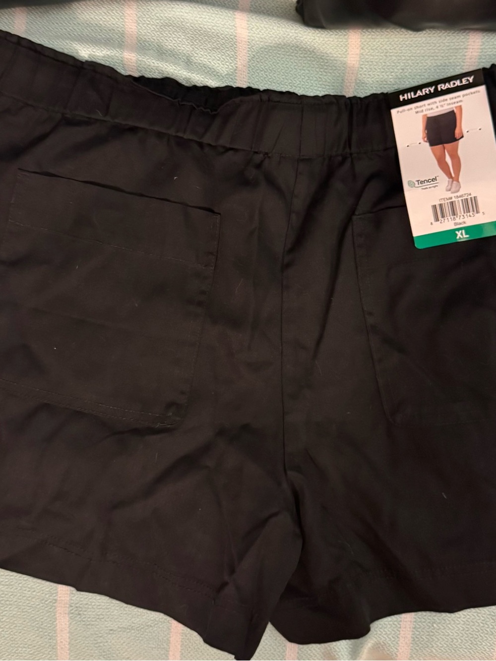 Hilary Radley Black High-Waist Pull-On Shorts with Front Patch Pockets